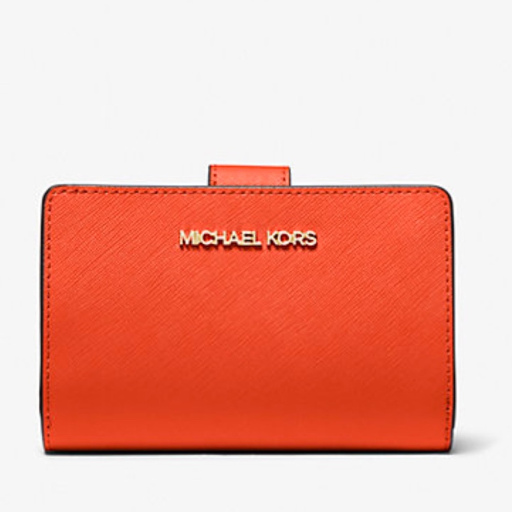 Michael Medium Crossgrain Leather Bifold Wallet
Red Clay 
NWT